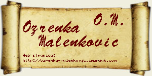 Ozrenka Malenković vizit kartica